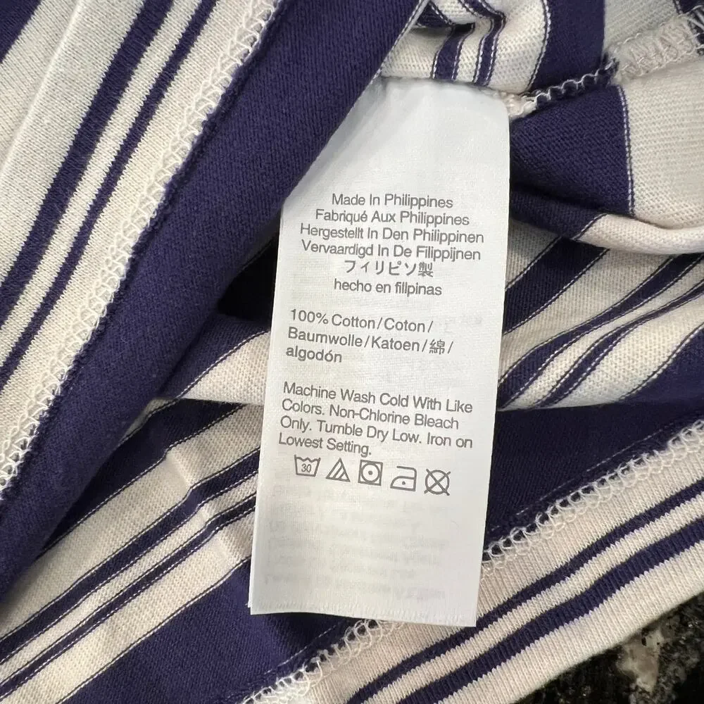 NWT J. Crew Men's Navy Pulse & White Stripe Cotton Crewneck T-Shirt